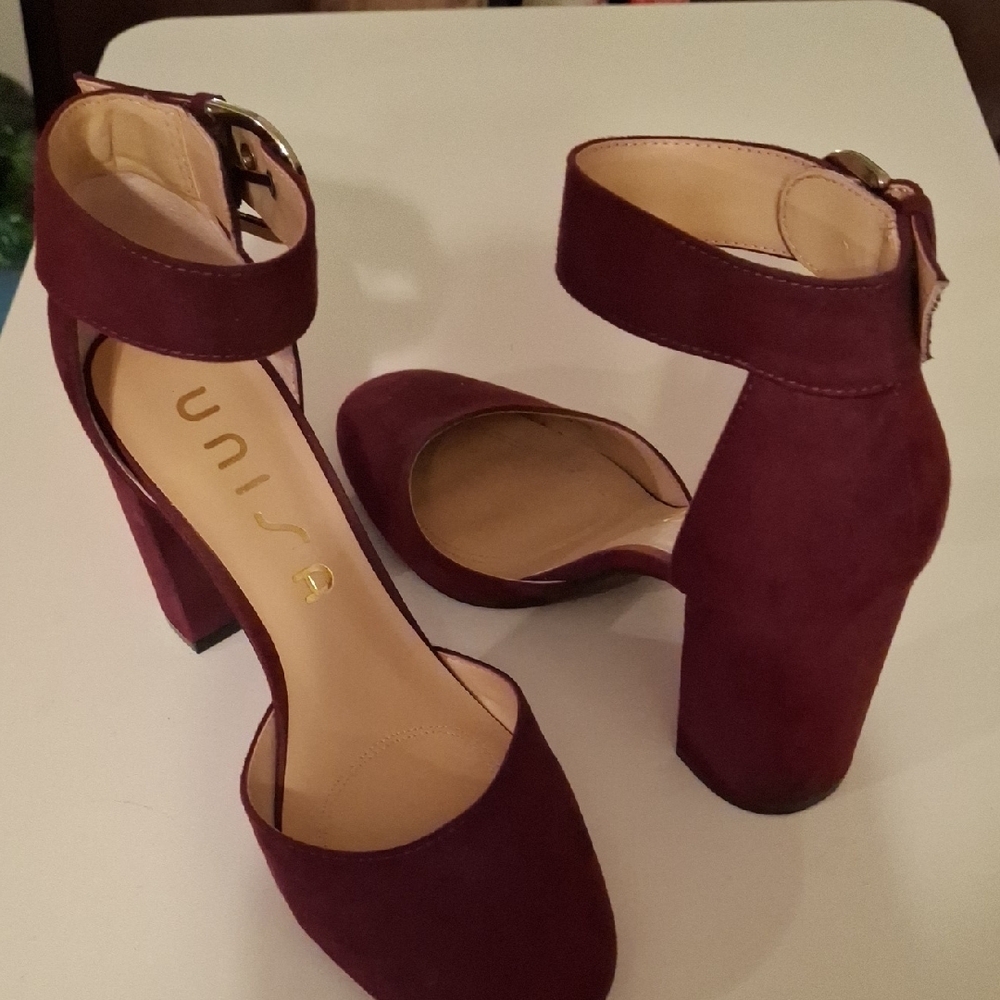 Unisa Women's Deep Red Ankle Strap Heels